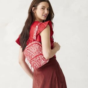 New Vera Bradley Mini Banbury Backpack in Red Paisley Key